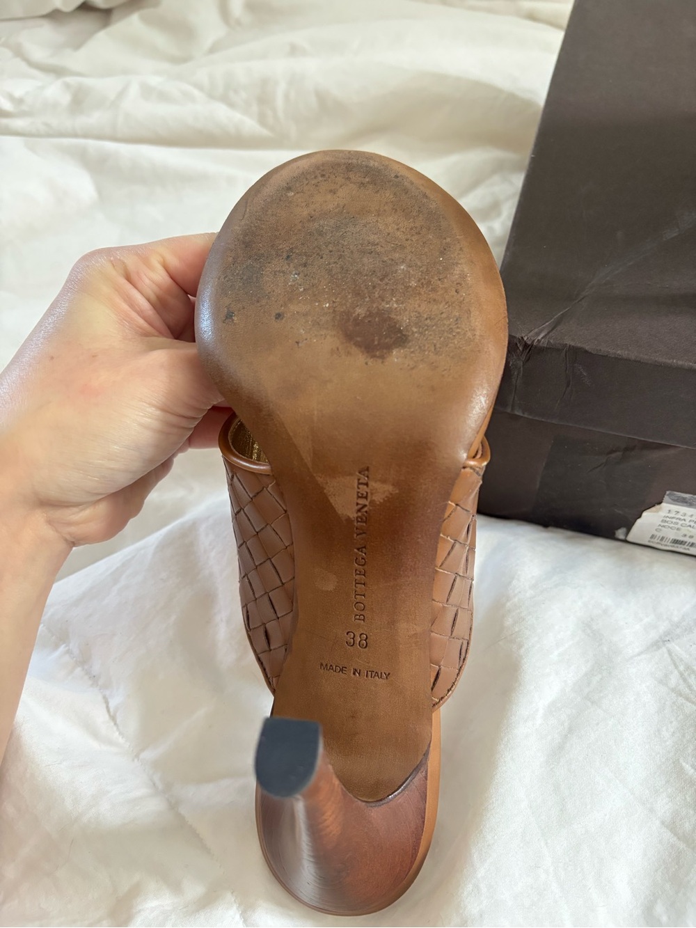 Bottega Veneta Intreciatto Weave Brown Leather Sandals - Picture 3 of 5